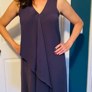 Size 2 Adrianna Papell blue flutter dress with asymmetric skirt